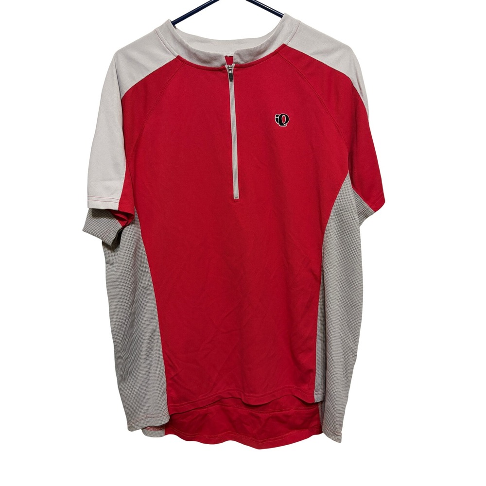 Pearl Izumi Mens Red Grey Short Sleeve Quarter Zip Cycling Jersey XL S136